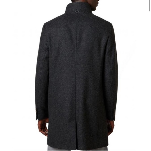 Ted Baker Margate Funnel Neck Coat Wool Blend w/ Removable Inset Bib in Charcoal - Picture 4 of 16